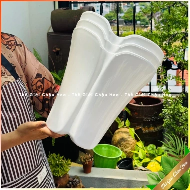 Chậu nhựa dáng cao giá sứ - Trồng cây kiểng, hoa trang trí văn phòng, giảm giá 35k 2