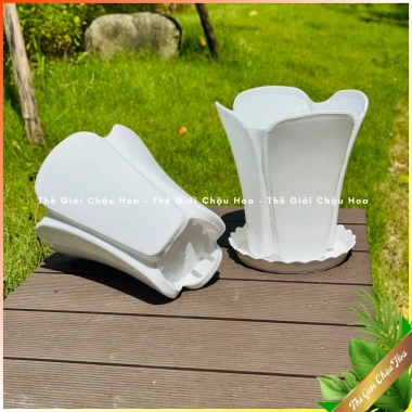 Chậu nhựa dáng cao giá sứ - Trồng cây kiểng, hoa trang trí văn phòng, giảm giá 35k 8