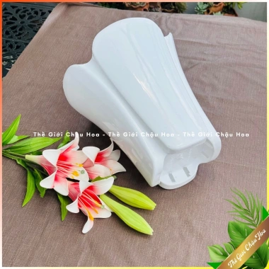 Chậu nhựa dáng cao giá sứ - Trồng cây kiểng, hoa trang trí văn phòng, giảm giá 35k 10