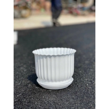 Chậu nhựa để bàn đĩa giả sứ tròn trắng 3 size – 18.000đ, trồng hoa cây cảnh