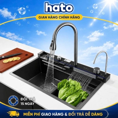 Chậu Rửa Bát 1 Hố Inox 304 HATO Thông Minh, Phụ Kiện Đầy Đủ, Chống Gỉ, Dễ Lắp Đặt