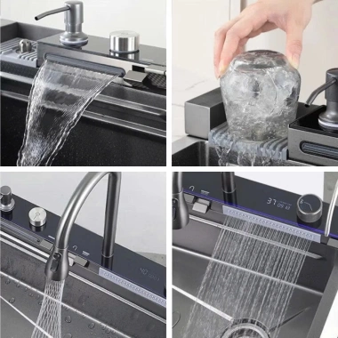 Chậu Rửa Bát 1 Hố Inox 304 HATO Thông Minh, Phụ Kiện Đầy Đủ, Chống Gỉ, Dễ Lắp Đặt