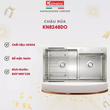 Chậu rửa bát 2 hố Konox KN8.248DO – Chống trầy, chống bám dầu, giá ưu đãi 7,650,000 VND