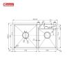 Chậu rửa bát 2 hố Konox KN8.248DO – Chống trầy, chống bám dầu, giá ưu đãi 7,650,000 VND 3