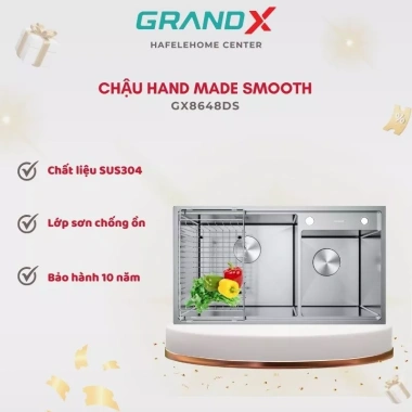 Chậu rửa bát GrandX GX8.648DS Smooth - Bền bỉ, Thiết kế sang trọng, Giá ưu đãi 5,952,700₫