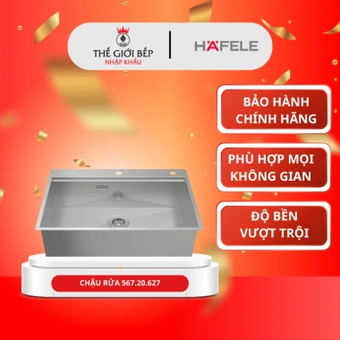 Chậu rửa bát Hafele HS24-SSN1S-7.650 - 1 hố lớn, vân nổi, chống trầy, kháng khuẩn, giá ưu đãi 6.15 triệu