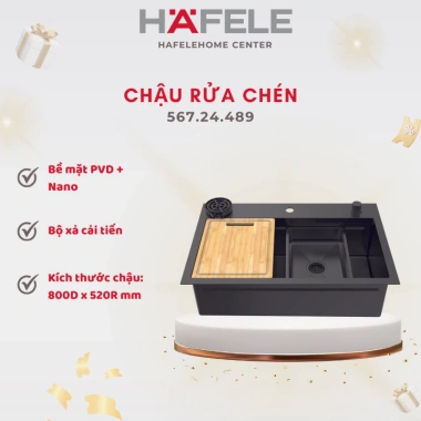 Chậu rửa bát Hafele HS25-SSN1S-8.052: Thép không gỉ, thiết kế sang trọng, tiết kiệm không gian, giá 10,34 triệu