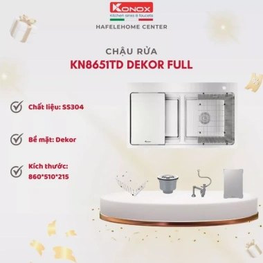 Chậu rửa bát inox Konox KN8.651TD - Đa năng, dễ lắp đặt, giá ưu đãi 8.89 triệu