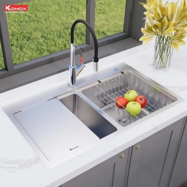 Chậu rửa bát inox Konox KN8.651TD - Đa năng, dễ lắp đặt, giá ưu đãi 8.89 triệu