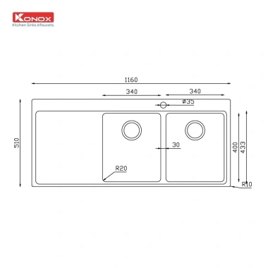 Chậu rửa bát Konox Granite Miro 1.160, hiện đại, bền bỉ, giá 13,277,000₫ 6