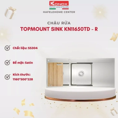 Chậu Rửa Bát Konox KN11.650TD Topmount – Thoát Nước Nhanh, Dễ Vệ Sinh, Giá 11,760,000đ 2