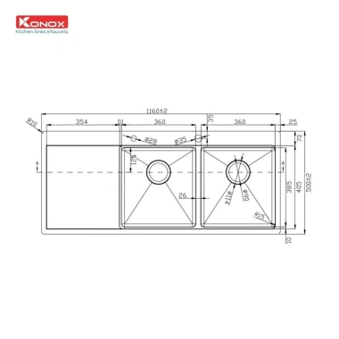 Chậu Rửa Bát Konox KN11.650TD Topmount – Thoát Nước Nhanh, Dễ Vệ Sinh, Giá 11,760,000đ 8
