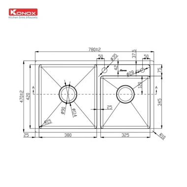 Chậu Rửa Bát Konox KN7.847DO Chậu Âm Bàn 2 Hố Inox Cao Cấp Giá Giảm 7,580,000₫ 4