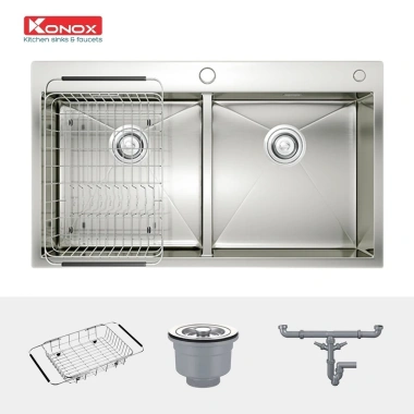 Chậu Rửa Bát Konox KN8.248DOB Inox 304 - Chống Xước, Thoát Nhanh, Giá 7.86 Triệu 2