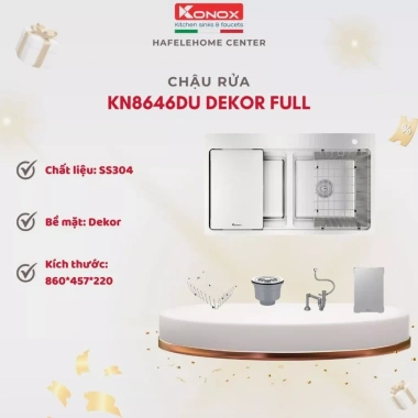 Chậu rửa bát Konox KN8.646DU – Thiết kế hiện đại, vệ sinh dễ dàng, 8,650,000₫ 2