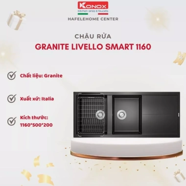Chậu rửa bát Konox Livello Smart - 2 hố, thiết kế Châu Âu, giảm giá 15,89 triệu 3