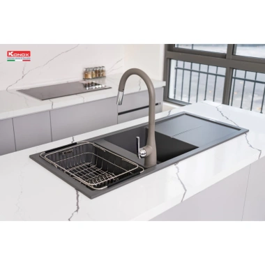 Chậu rửa bát Konox Livello Smart - 2 hố, thiết kế Châu Âu, giảm giá 15,89 triệu 5