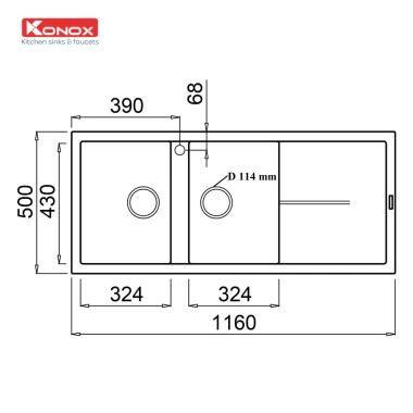Chậu rửa bát Konox Livello Smart - 2 hố, thiết kế Châu Âu, giảm giá 15,89 triệu 6