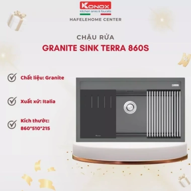 Chậu rửa bát Konox Terra 860S Granite - Bền màu, chính hãng, ưu đãi đặc biệt 2