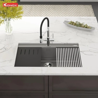 Chậu rửa bát Konox Terra 860S Granite - Bền màu, chính hãng, ưu đãi đặc biệt 7