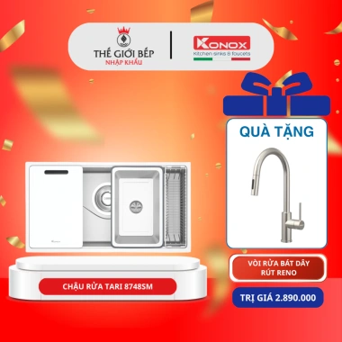 Chậu rửa bát Nhật Inox cao cấp Tari 8.748SM - Thiết kế hiện đại, bề mặt mịn, dễ vệ sinh, giảm giá 18%