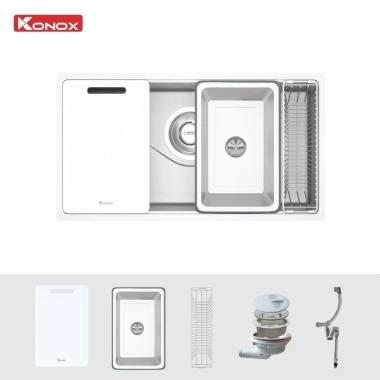 Chậu rửa bát Nhật Inox cao cấp Tari 8.748SM - Thiết kế hiện đại, bề mặt mịn, dễ vệ sinh, giảm giá 18%