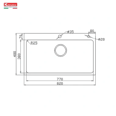 Chậu Rửa Chén Konox Dekor KN8.248SO - Chống Bám Bẩn, Dễ Lau, Giá 6,950,000₫ 6
