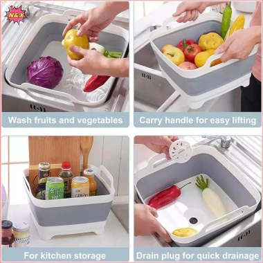 Chậu rửa rau củ nhựa gập 9L N và X – có phích thoát nước, bảo quản bát đĩa, rửa trái cây, Buet ướp lạnh – 173.910₫