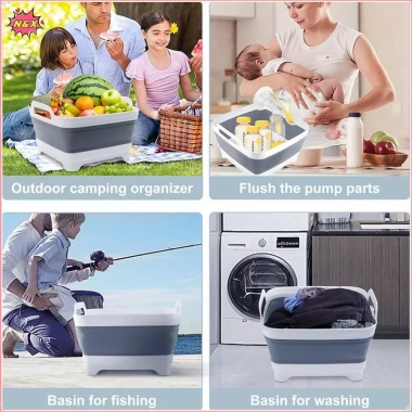 Chậu rửa rau củ nhựa gập 9L N và X – có phích thoát nước, bảo quản bát đĩa, rửa trái cây, Buet ướp lạnh – 173.910₫