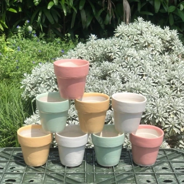 Chậu Sen Đá Mini Hình Trụ Pastel 7cm Gốm Tráng Men Decor Bàn Làm Việc Giá ưu đãi 22.000đ
