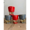 Chậu sứ hình cúp hoa 2 màu đỏ-xám, men bóng trơn, ĐK 12cm, cao 13cm - Giá ưu đãi 90.000 VND 4