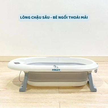 Chậu tắm gấp gọn FinleyKori Cá Voi cho bé - kèm phao tắm, nhiệt kế đo nước Uni Baby FL133