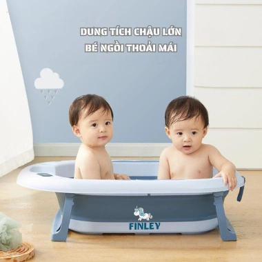 Chậu tắm gấp gọn FinleyKori Cá Voi cho bé - kèm phao tắm, nhiệt kế đo nước Uni Baby FL133