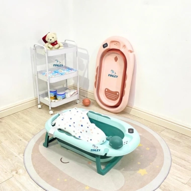 Chậu tắm gấp gọn FinleyKori Cá Voi cho bé - kèm phao tắm, nhiệt kế đo nước Uni Baby FL133