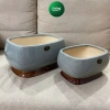 Chậu trồng cây chữ nhật bầu đá gỗ sứ tráng men cao cấp - Bonsai và cắm hoa : Livin Decor 186k 148k 3