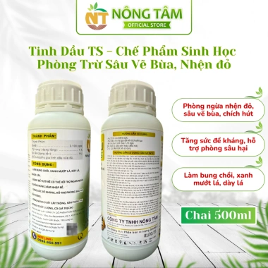 Chế phẩm sinh học tinh dầu TS 500ml - Phòng nhện đỏ, sâu vẽ bùa trên rau màu, cây ăn trái, giá ưu đãi 160.000 VND
