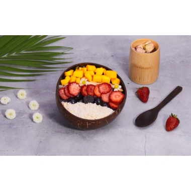 Chén gáo dừa organic và muỗng gỗ mun - Coconut Bowl Việt Nam, giá ưu đãi 69.000₫