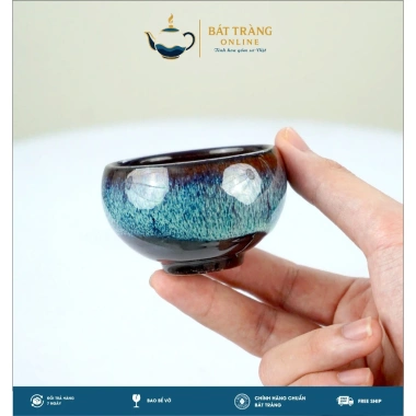 Chén hỏa biến Lam Ngọc Thiên Thanh 40ml Gốm Bát Tràng - Thiết kế tinh tế, giá ưu đãi 60.000đ 2