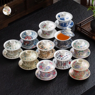 Chén Khải Nung Củi Men Tro Ấm - Họa Tiết Cổ Điển, Dụng Cụ Trà Đạo, Quà Tặng 104k