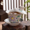 Chén Khải Nung Củi Men Tro Ấm - Họa Tiết Cổ Điển, Dụng Cụ Trà Đạo, Quà Tặng 104k 9