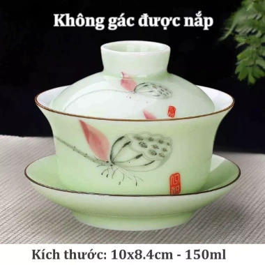 Chén khải pha trà sứ Cảnh Đức Trấn - Cốc Trung Hoa nắp, ly nước, chỉ 105.000đ 9