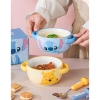Chén Sứ Bát Sứ tay cầm 2 quai + Muỗng inox bọc nhựa Pooh Stitch Disney cao cấp giá 175k 3