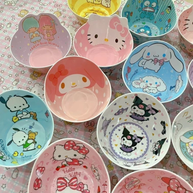 Chén Tô Bát Melamine Đồ Ăn Hoạt Hình Dễ Thương Kuromi Kitty Melody Pompurin Cinnamoroll 26.999 VND 2