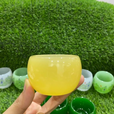 Chén uống trà ngọc cẩm thạch màu vàng 6x4cm - Đẹp mắt, thưởng trà giá 92.000đ 3