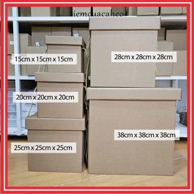 Chỉ Giao HỏaTốc Hộp Carton Nắp Rời Quai Xách Hình Vuông 15 20 25 28 30 38cm Đựng Đồ Dùng Quà VPP Giá 45.000 VND 3
