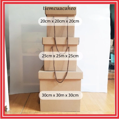 Chỉ Giao HỏaTốc Hộp Carton Nắp Rời Quai Xách Hình Vuông 15 20 25 28 30 38cm Đựng Đồ Dùng Quà VPP Giá 45.000 VND 5