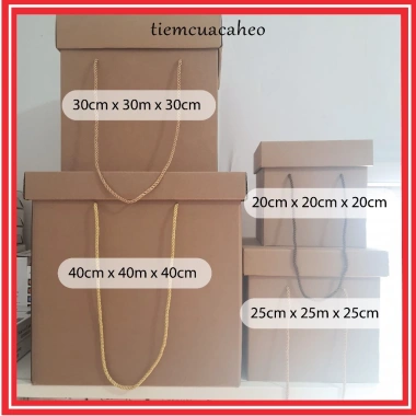Chỉ Giao HỏaTốc Hộp Carton Nắp Rời Quai Xách Hình Vuông 15 20 25 28 30 38cm Đựng Đồ Dùng Quà VPP Giá 45.000 VND 6