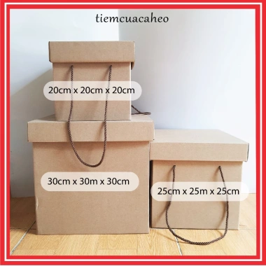 Chỉ Giao HỏaTốc Hộp Carton Nắp Rời Quai Xách Hình Vuông 15 20 25 28 30 38cm Đựng Đồ Dùng Quà VPP Giá 45.000 VND 7
