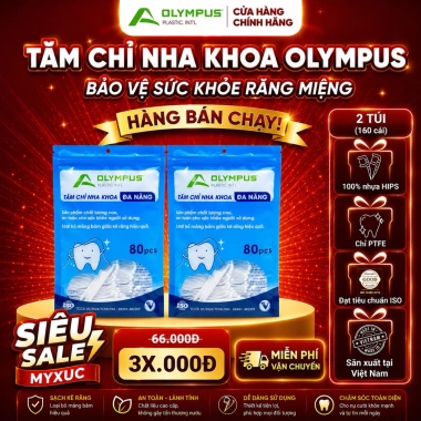 CHÍNH HÃNG Combo 2 túi 160 cái Tăm chỉ nha khoa Olympus - bám chắc, sạch răng