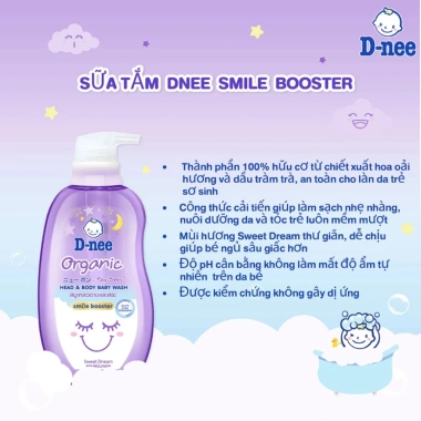 Chính hãng D-nee Tắm gội toàn thân em bé dưới 3 tuổi 800ml Tím Booster giá 192k